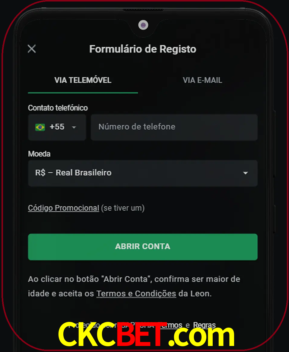 Abra o aplicativo e inicie o processo de registro.